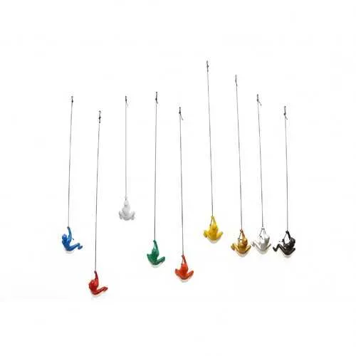 6" x 3" x 3" Resin Multicolor 9 Pack Climbing Man