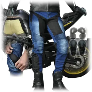 Motorcycle Riding Jeans Dirt Bike Racing Pants New Knee and Hip Detachable Armor Aramid Protective Lining Reinforcement (Color : Blue, Size : Large/32)