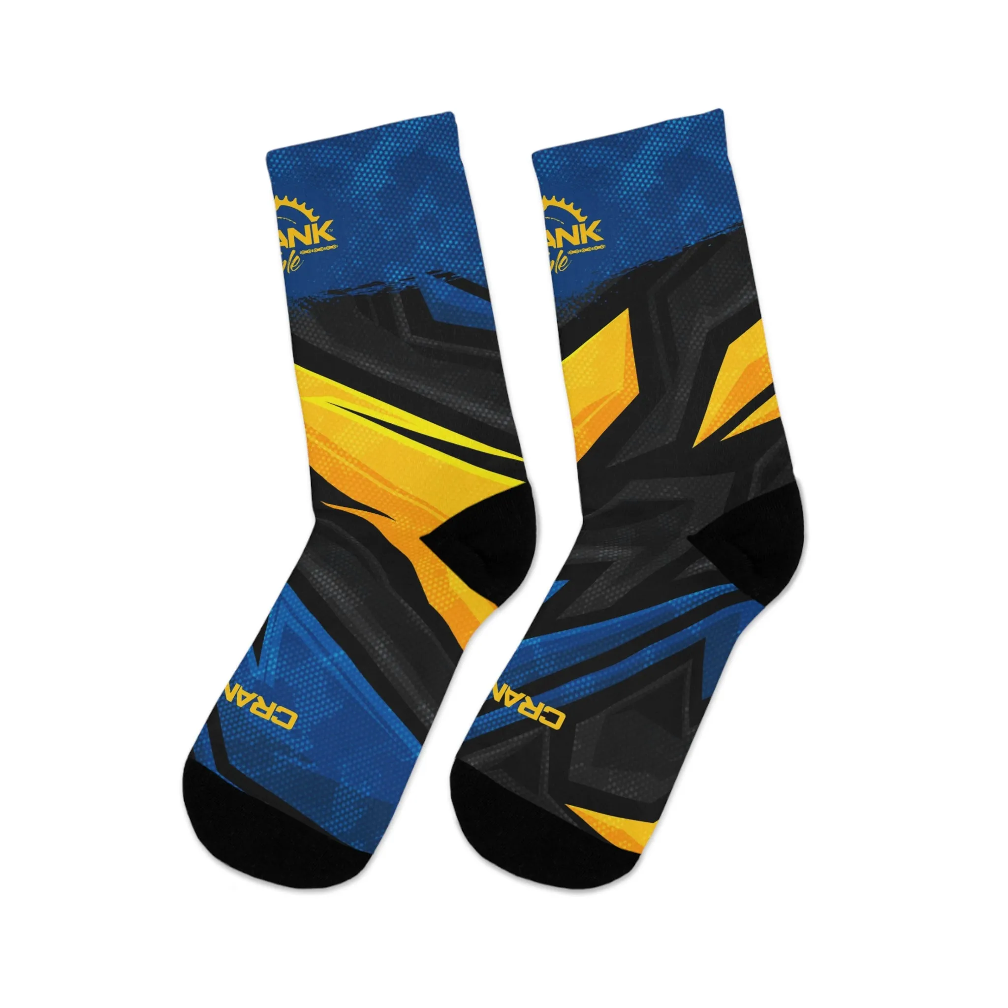 Unisex Blue, Gold, & Black Racing 3/4 MTB Socks